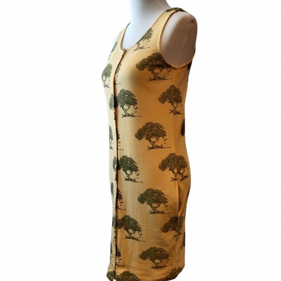 Kate Quinn Womens NWT Apple Tree Buttons Sleeveless Pockets Org Cotton Dress XS - Picture 2 of 8